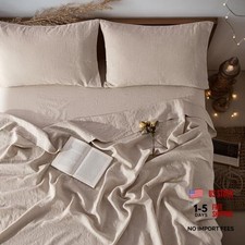 100 Pure Sheet Set Deep Pocket Up to 16" Bed Sheets Sets, Queen 4 Linen