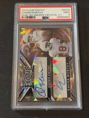 2023 Leaf Exotic Quinn Ewers Xavier Worthy Dual Giraffe Crystal 1/1 PSA 9