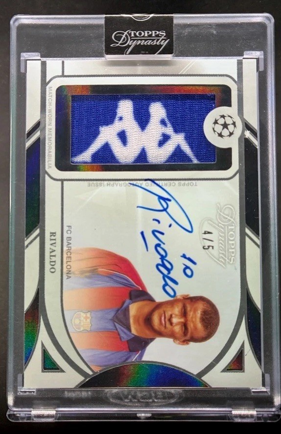 2024-25 Topps Dynasty UEFA Club Rivaldo 4/5 Auto Patch Autograph Kappa Barcelona view 2