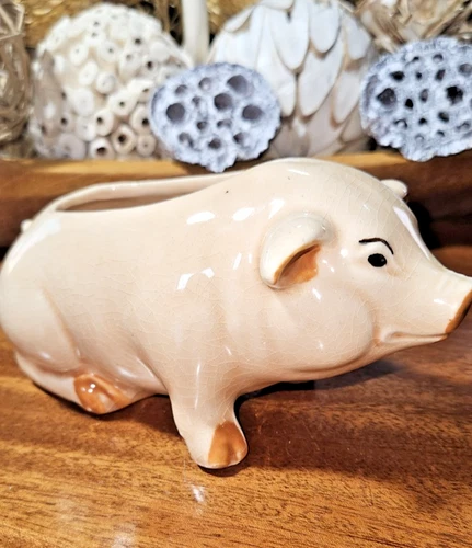 Vtg 1950s Brush McCoy Art Pottery Pig Planter Pink -Rare.