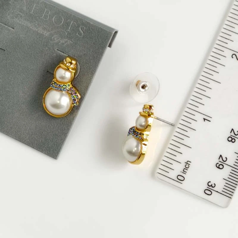 Nuevos aretes Talbots perlas muñeco de nieve elegantes mujeres fiesta vacaciones joyería regalo Foto 4 de 4