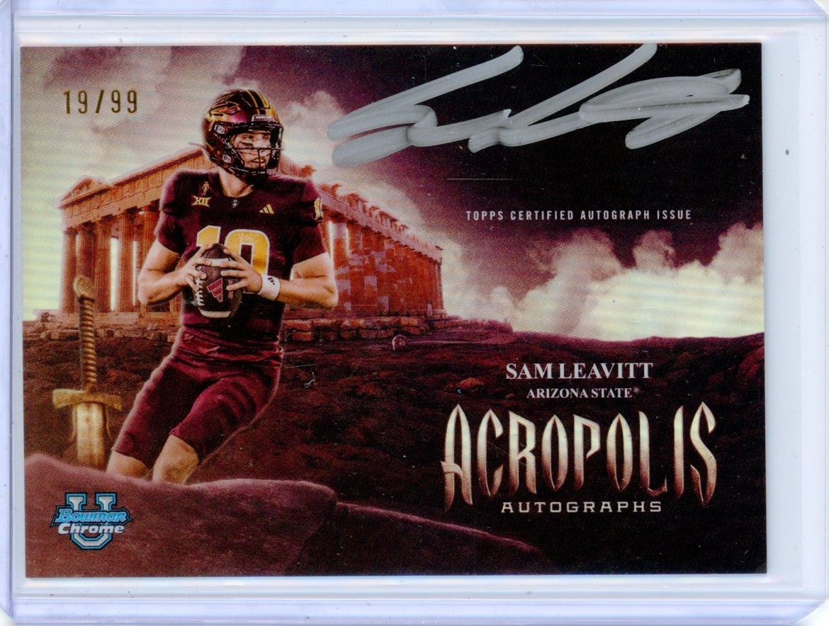 2025 Bowman Chrome University SAM LEAVITT Acropolis Silver AUTO Autograph 19/99