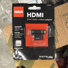 RCA HDMI 2-in-1 Adapter Mini Micro Male to Standard Female Gold Plated Black