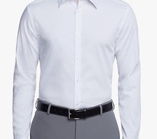Calvin Klein Dress Shirt Mens Size 18 36/37 2XLT White Cotton Slim Fit Non-Iron