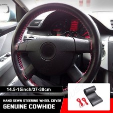 Leather Diy Car Steering Wheel Cover Anti-slip Fits 1538 Cm Black