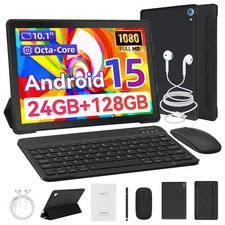 10 inch Android 15 24GB RAM 128GB Tablet Touch Screen IPS LCD Wi-Fi 6 Bluetooth