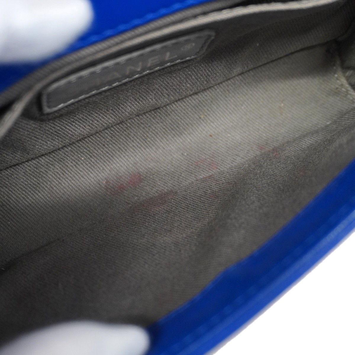 Auth [6ba1025] CHANEL Shoulder Bag Boy chanel ChainShoulder Velor Blue Silve... thumbnail 8