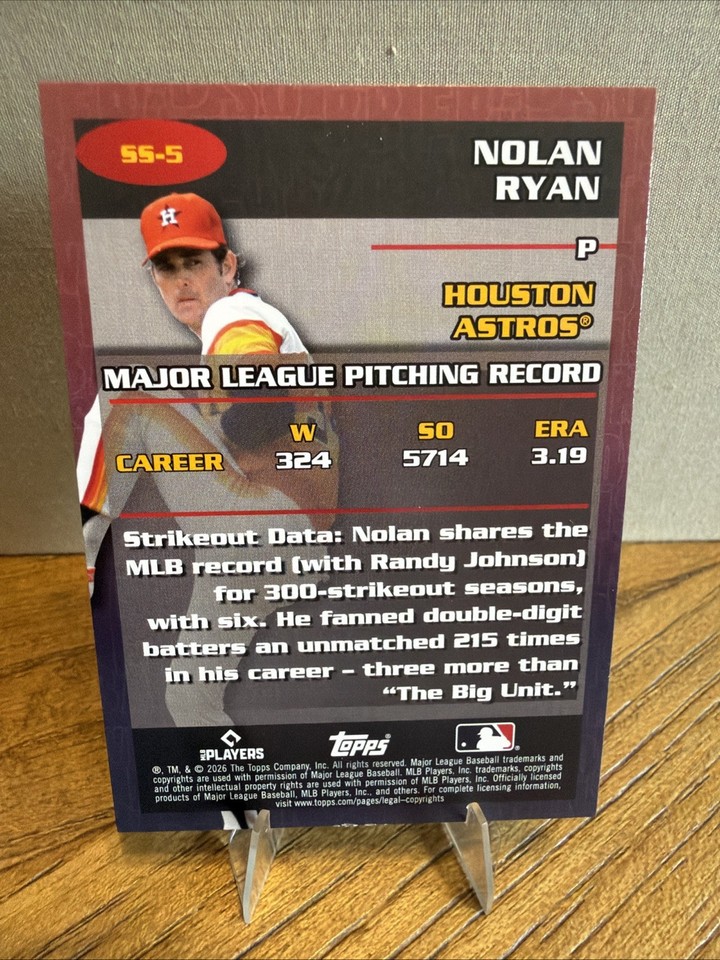 Nolan Ryan Astros 2026 Topps Update Series Stat Stars Insert #SS-5 | eBay