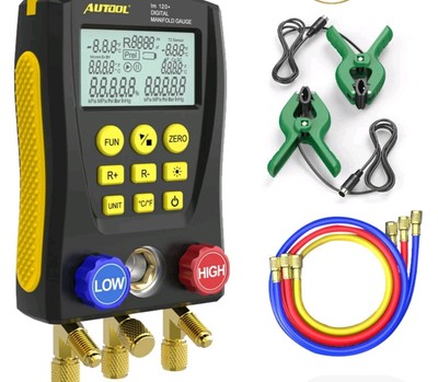 HVAC Digital Refrigeration Manifold Gauge Set Temperature Vacuum Pressure Tester