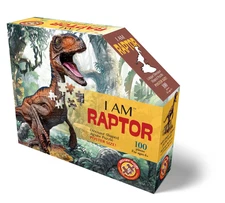 Madd Capp Puzzles - I Am Raptor 100 piece Unique Dinosaur Shaped Puzzle NEW