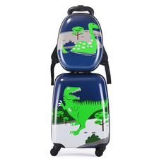 Kids Rolling Luggage Set 18" Suitcase 13" Backpack Carry-On Trolley Bag