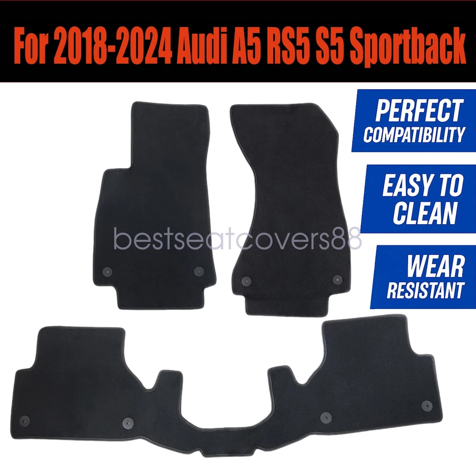 Alfombrillas de repuesto para Audi A5/S5 Sportback 2018-2024 terciopelo negro Foto 3 de 4