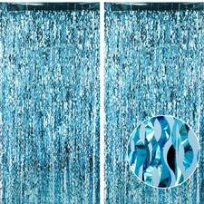Wavy Blue Streamer Party Backdrop Fringe Curtain Pool Beach Decor 2 PCS