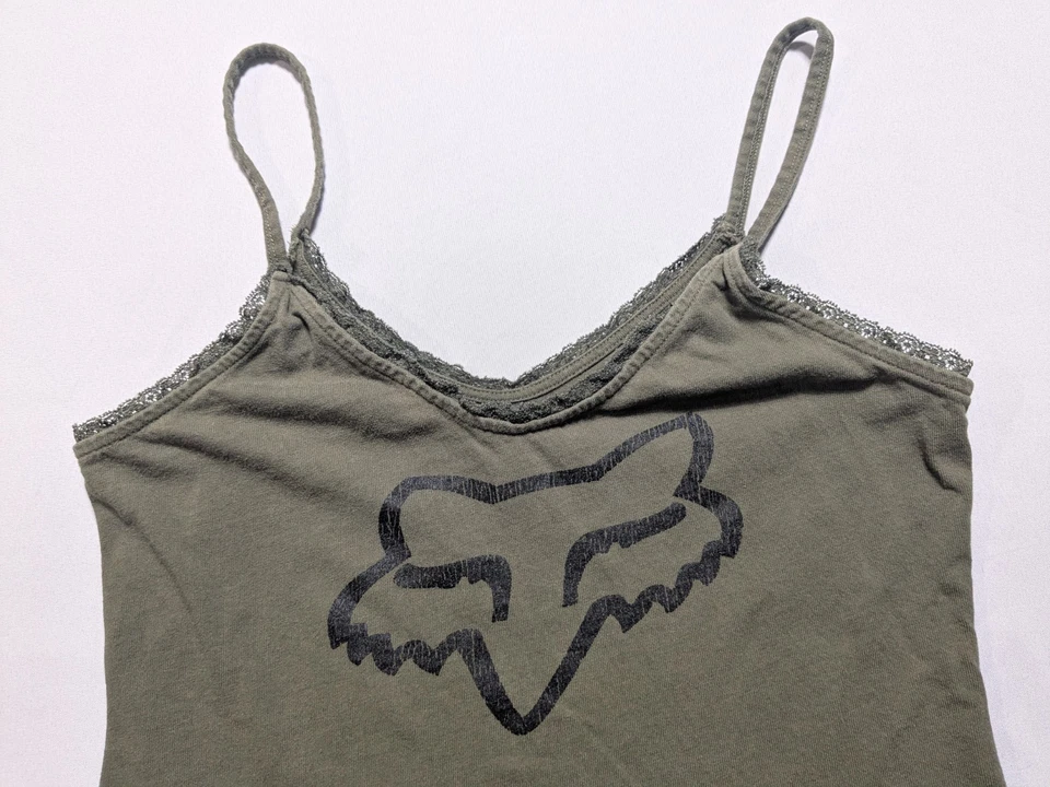 Camiseta sin mangas FOX Racing - Mujer Pequeña Die Hard Fatiga Verde Encaje Cami Foto 3 de 4