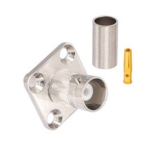 10x BNC Female 4 Hole Flange Panel Mount Crimp LMR195 RG58 RG142 Cable Connector