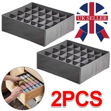 2 Set Drawer Organiser Underwear Socks Tie Bra Storage Wardrobe Box Draw Divider