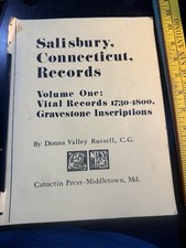 GRAVESTONE INSCRIPTIONS Old Genealogy Book Salisbury CT Donna Valley Russell '83