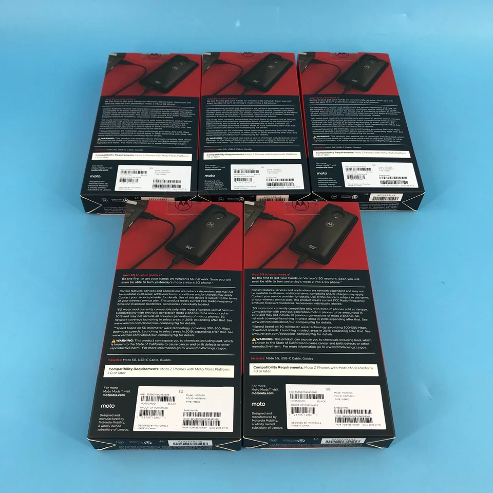 Lote de 5 nuevos negros Motorola 5G Moto Mod para Moto Z3 Moto Z4 Verizon #K58675 Foto 4 de 4