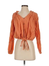 Love, Whit by Whitney Port Women Orange 3/4 Sleeve Blouse XS