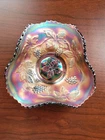 Pretty Amethyst Fenton Carnival Glass Vintage Small Tri Corner Bowl