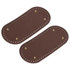 Oval Bag Bottom Shaper Pad, 2Pcs 25x12cm PU Leather Cushion Base (Dark Brown)