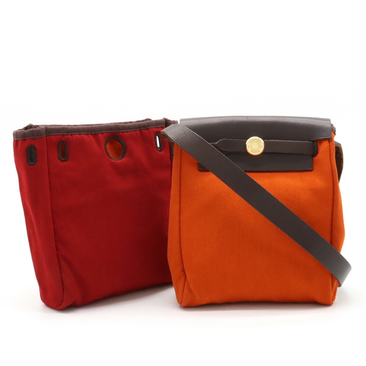 HERMES Ale Bag TPM Shoulder Bag Pochette Canvas Leather HERMES Ale Bag TPM Shoulder Bag Pochette Canvas Leather