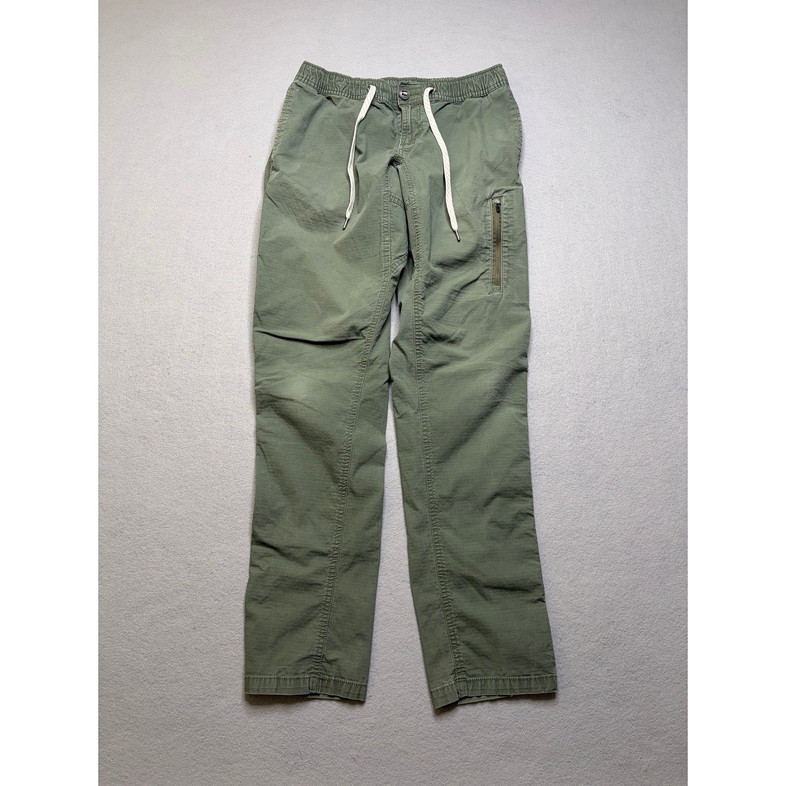 Vuori Men’s Small Green Ripstop Jogger Pants Drawstring Stretch Zip Pocket