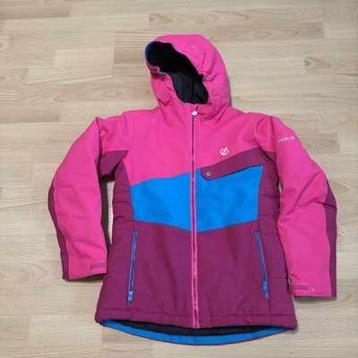 Dare2b Ared 20k Kids 11-12 Pink Ski Jacket Hooded Waterproof Winter Snow Coat