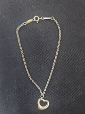 Tiffany & Co Genuine Elsa Peretti Silver Open Heart Silver Bracelet Size 4"