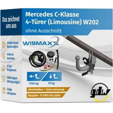 ANHÄNGERKUPPLUNG für Mercedes C-Klasse W202 93-00 abnehmbar GDW +7polig E-Satz 