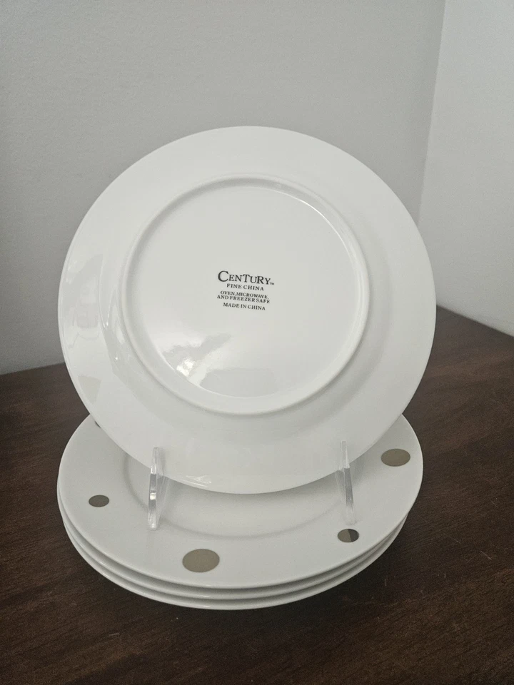 "Platos de ensalada de renos Century Fine China blanca con puntos dorados 8"" vacaciones Navidad" Foto 3 de 4