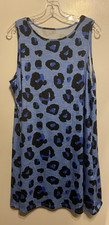 EMERY ROSE Light Blue, Black Leopard Print Sleeveless Stretch dress Size XL NWT