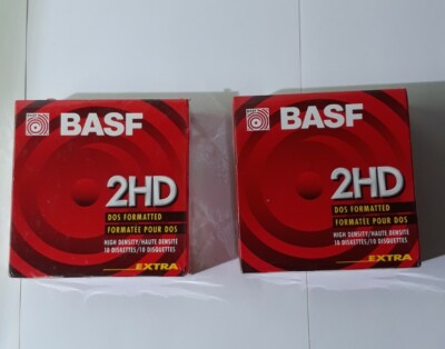 Lot Of 2- 10 pack Diskettes 3.5'' BASF 2HD DOS High Density Diskettes NEW Sealed 