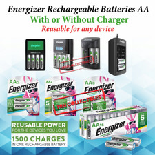 AA Energizer Rechargeable batteries Ni-MH with or w/o Fast Charger lot REUSABLE