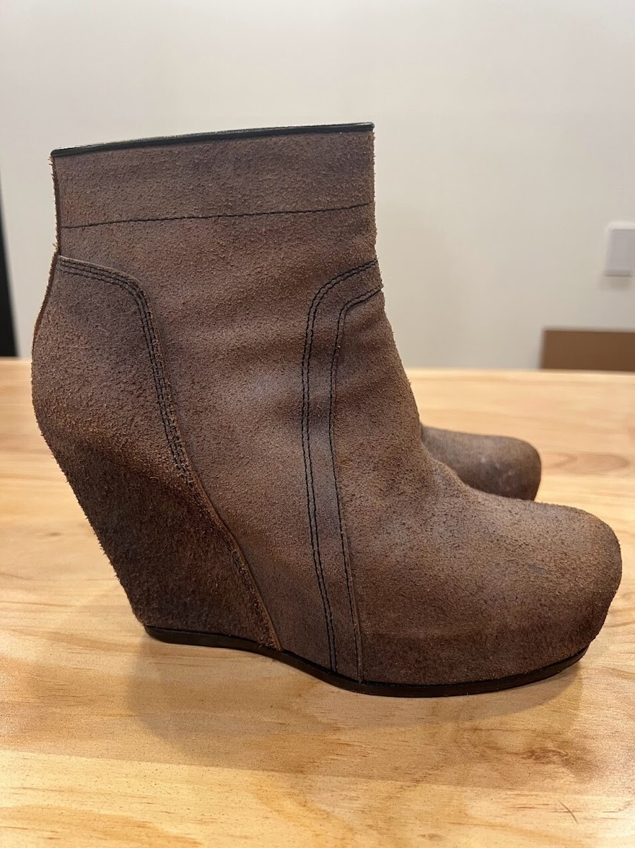 Rick Owens Women Wedge Suede Brown Boots EU36 US6 | eBay