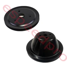 Black SBC Chevy 283-350 Short Water Pump pulley set Single 1 Groove SWP Crank