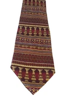 Tesoro Rosso Uomo Moda Luxury Silk Tie Hand Made Burgundy Gold Columns Greece