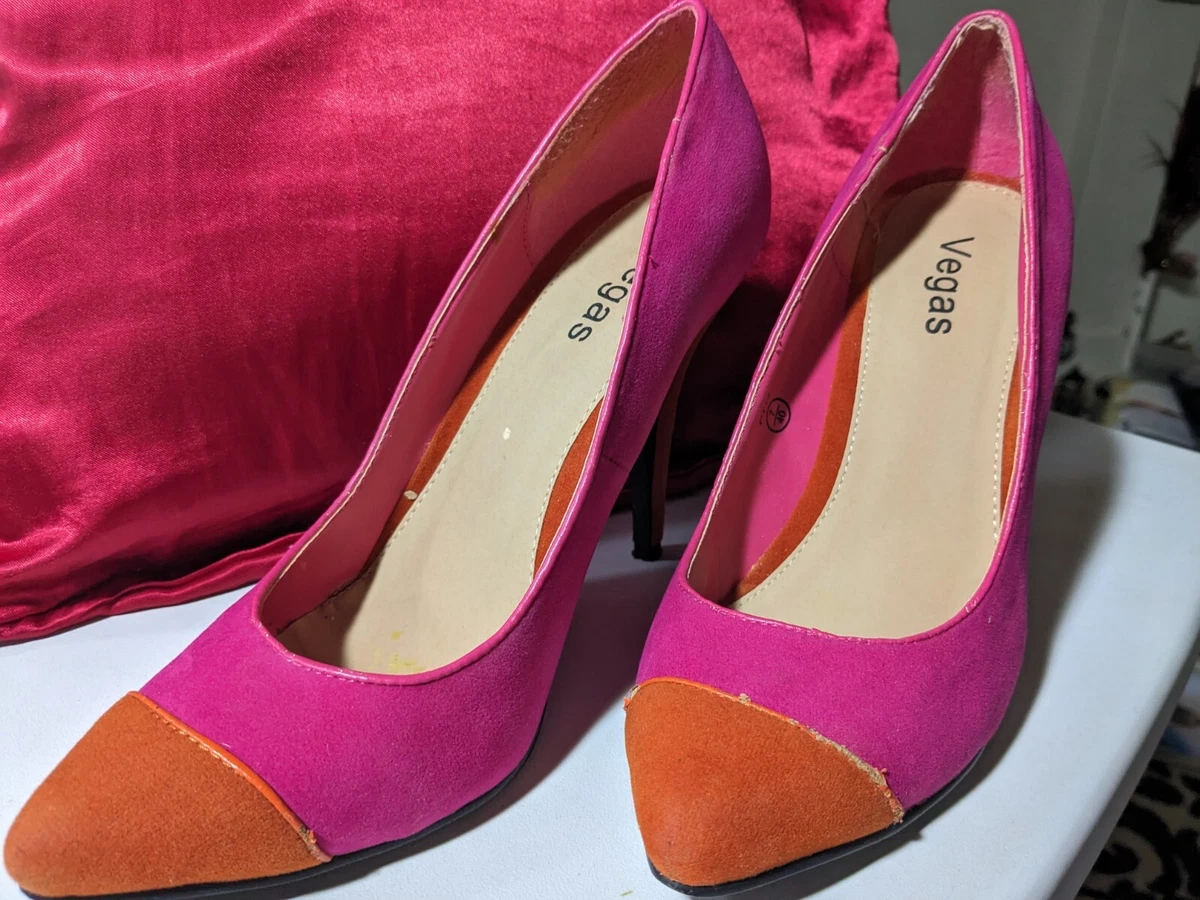 Ladies bright pink and orange shoes Size 7