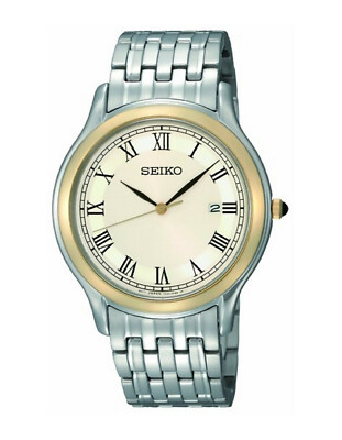 Seiko Mens SKK706P1 Two-Tone White Dial Bracelet Stainless Steel