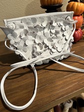 Tahari Leather Purse White Floral Shoulder Bag