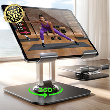 Adjustable iPad Stand Holder for Desk 360° Rotating Mount Fits 4.7"-12.9" Device