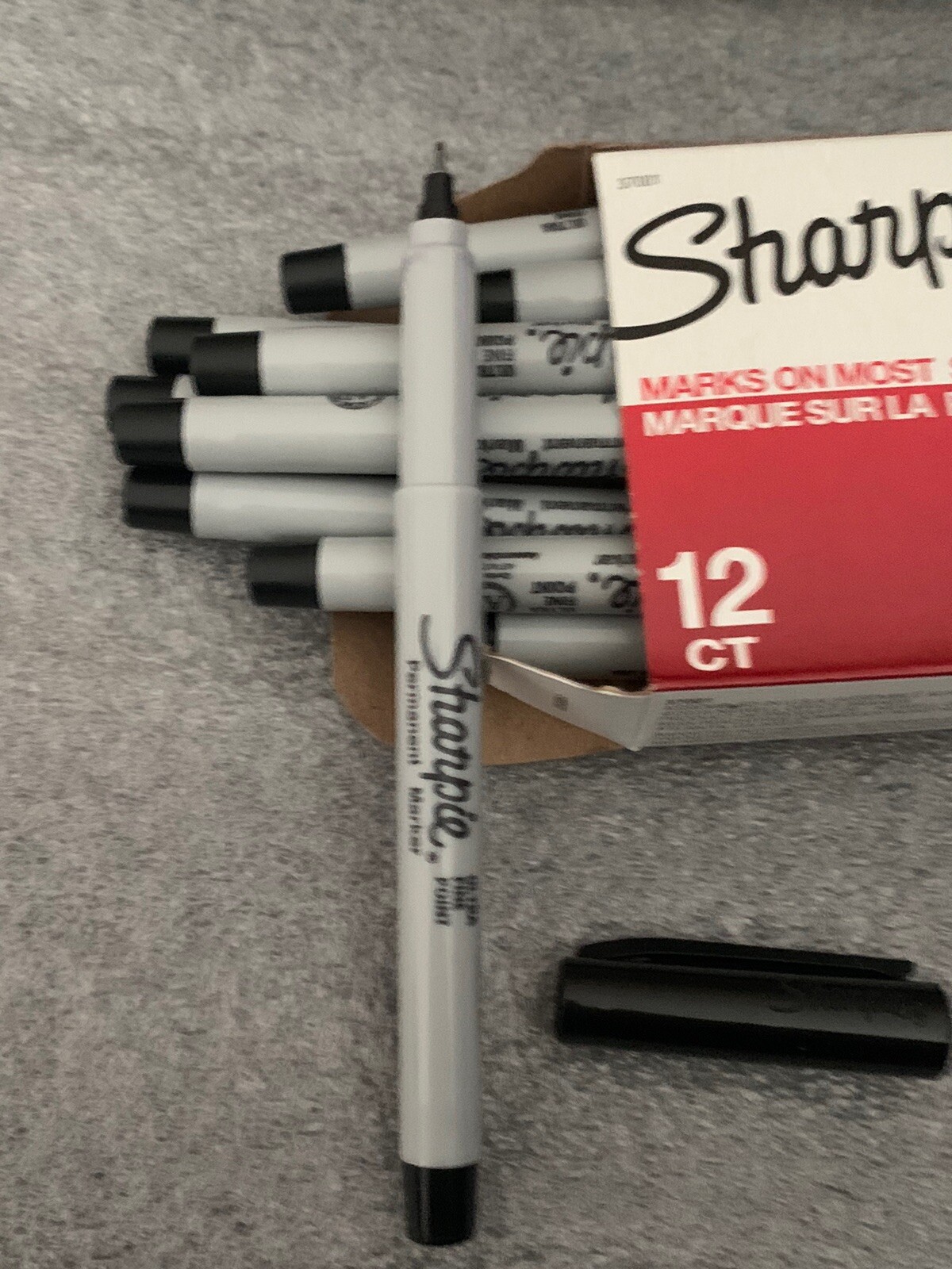 SHARPIE Permanent Markers, Ultra Fine Point, Black, 12 Count FREE