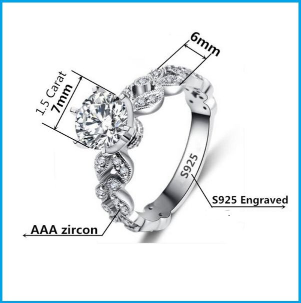 Vaerine Anello Decorato In Zircone Cubico E Argento, Gioiello Per