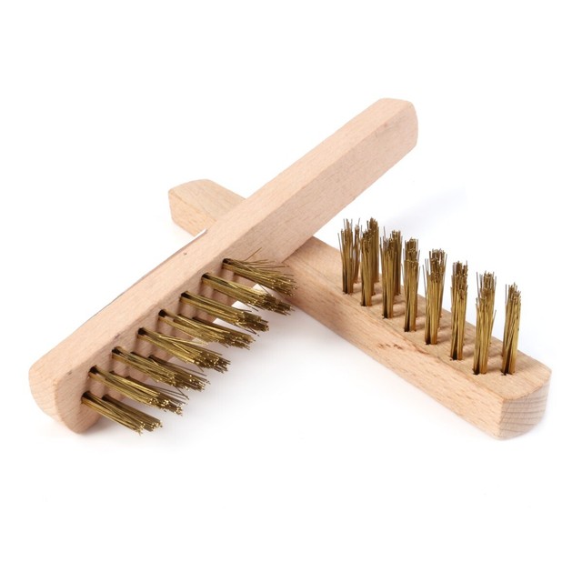 2x Spark Plug & Terminal Cleaning Solid Brass Wire Brushes Garage