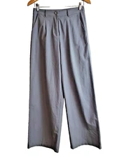 Princess Polly Womens 6 Pants High Rise Pleated Wide Leg Cotton Trousers Small