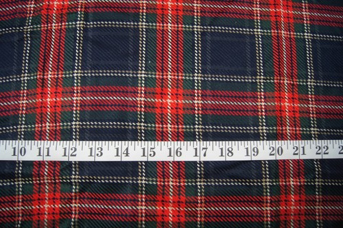 1+ Yards Blue Red White Plaid Silky Poly-Cotton Blend 41" X 58" - Picture 2 of 3