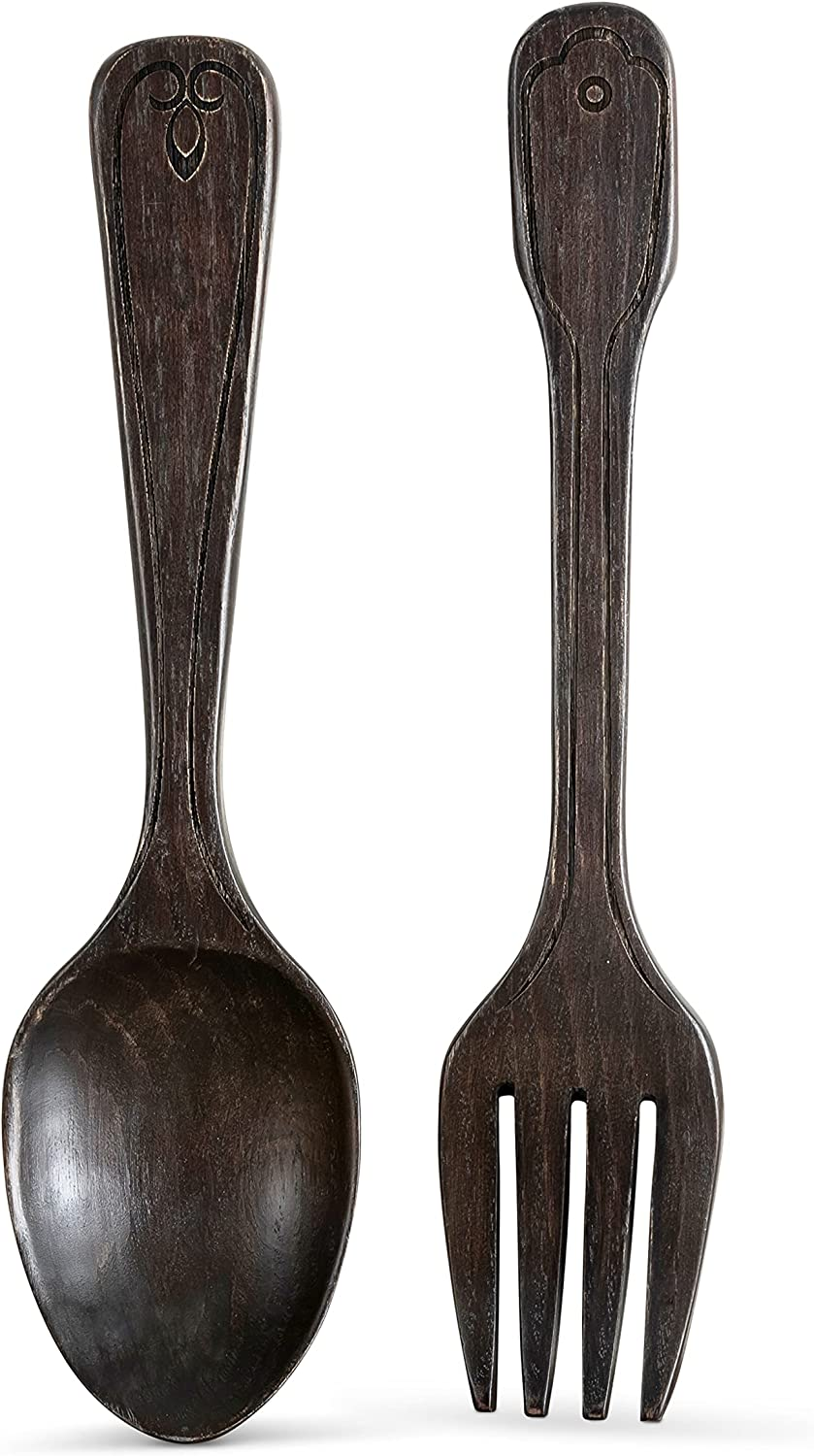 Giant Wood Fork And Spoon Wall Decor Shelly Lighting