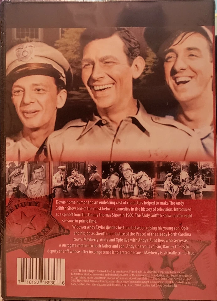 DVD - THE ANDY GRIFFITH SHOW - 2 DVD BOX SET (8 EPISODES) - 2007 Foto 2 de 2