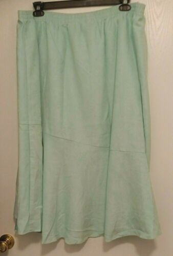 NWT Maggie Sweet Womens Pull-on Asymmetric Midi Micro-suede Skirt Green 4X Plus  - Picture 1 of 7