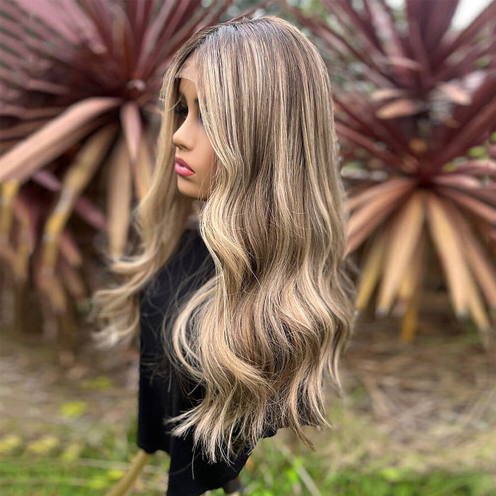 Blonde Highlights Brown 13x4 Lace Wig Virgin Human Hair